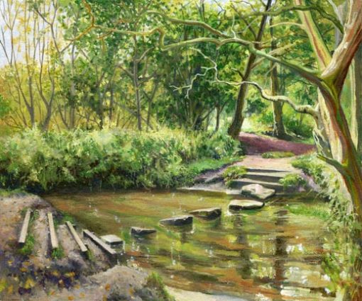 A fine art painting of the Stepping Stones